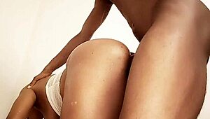 Skinny Amateur Gets Back Shot from Roommate's Big Black Cock in Dorm