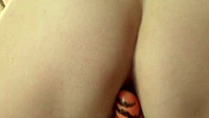 Busty governess finds sex toys, cums hard while cleaning