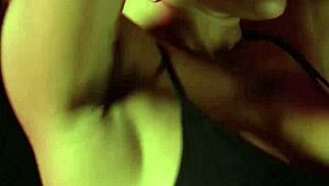 sexy blonde milf working out with hot babe, clothes ripped, stripping naked for playboy