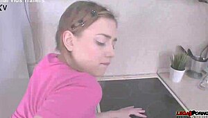 Skinny Girl Alleks Trask Gets Ass Fucked In Kitchen