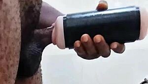 hey, girlfriend's gone, so i'm handling this huge cock myself!!