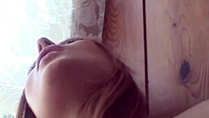 katrina gets her pussy wet while fingering in the kitchen