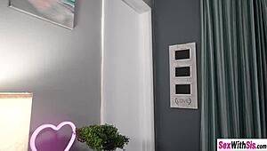 Skinny teen stepsister fucks stepbrother after blowjob 😈