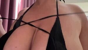 Big natural breasts shake through clothes with huge nipples