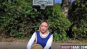 Stepdaughter fucks stepdad after basketball