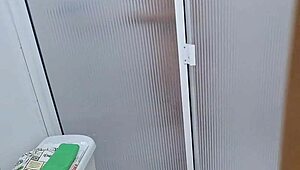 i was masturbating while spying on my stepsister in the shower, she caught me and got turned on by my cock