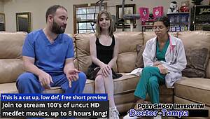 Blonde nurse humiliates shaved pussy in florida university physical