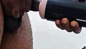 hey, girlfriend's gone, so i'm handling this huge cock myself!!