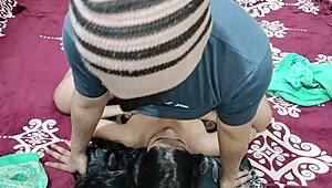 Indian Skinny Bhabhi Bent Over for Hardcore Blowjob and Fucking