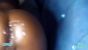 Homemade ebony mona gets ass fucked with cumshot creampie