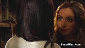 Busty Lesbian Slave Moaning Under Mistress's Intense Touch And Domination.