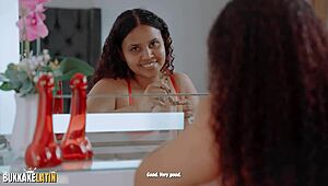 Caro Canela's bukkake interview turns into massive cumshot