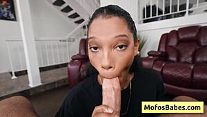 busty ebony teen deepthroats monster cock then gets cunt pounded hard
