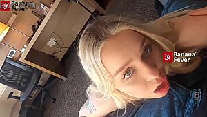 Petite blonde rides tall Asian guy in wild college fling. It's pure AMWF heat!