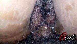 Close-Up Sex with Hairy Creamy Pussy and BBC