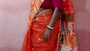 chubby indian woman in saree posing