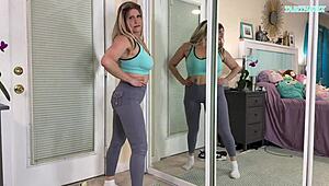 sexy milf gym workout clothes try on haul - sfw - tabithaxxx