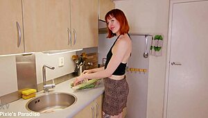 Pov cheating housewife pixie pink pisses drinks and gets anal cucumber punishment