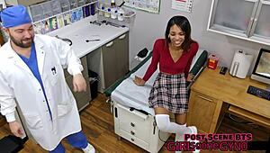 Hairless shaved natural tits black girl spreads skirt for anal finger humiliation backstage