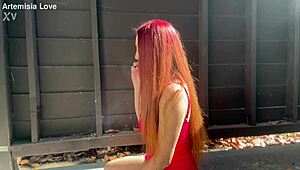 big tits milf artemisia love enjoys an outdoor smoking fetish session. her italian charm shines through.