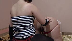 Fucked Curvy Girlfriend In Mouth And Hairy Pussy, Milf Lesbian With Big Ass Enjoys Strap-On