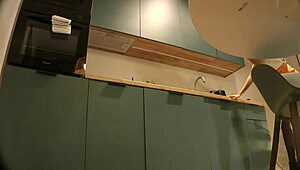 Panties Flash Of A Cute Sexy Housewife In High Heels And Stockings