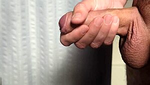 Early morning light captures an intense solo cumshot