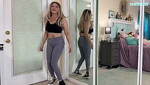 sexy milf gym workout clothes try on haul - sfw - tabithaxxx
