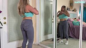sexy milf gym workout clothes try on haul - sfw - tabithaxxx
