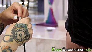 Yo, this cuckolding milf is getting fucked and toyed with a monster cock, damn!