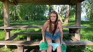 Student Walks Alone In Forest