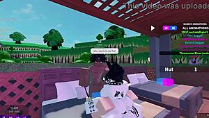 two bunnies and a bull in interracial fun