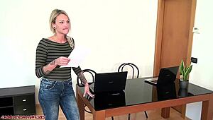 rival blonde and brunette females fight in tall catfight trailer