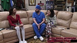 Hairless shaved natural tits black girl spreads skirt for anal finger humiliation backstage