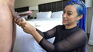 feeling so emotional watching this sloppy blowjob by the blue-haired throatgoat sucking that monster cock.