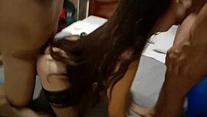 Latin wife enjoys double penetration with two cocks on birthday