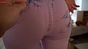 ripped leggings step sis is so happy getting her tight ass oiled and ridden