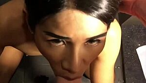 Flat-Chested Taiwan Shemale Slut POV Blowjob Session With Kinky Bareback Action.