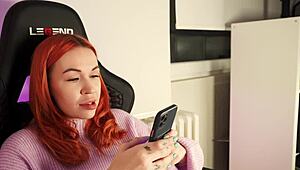 Gaming pales compared to this pretty brunette girlfriend giving pov blowjob