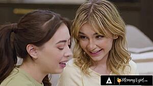 मैंने पेटाइट 18+ डेमी हॉक्स और स्टैक्ड क्लोई सुरियल को स्टेपमॉम सेरेन साइरन के साथ पकड़ा