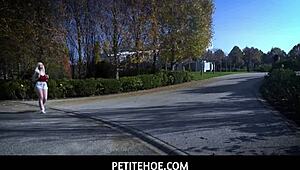 Petite blonde teased by big dude vince