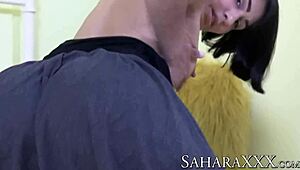 sahara knite spreads her unshaved pussy for you.