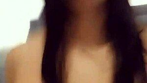 The beautiful Latina babe shows her vagina and asks if you'd lick it.