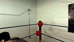 Professional fighter attacks with topless tits in POV.