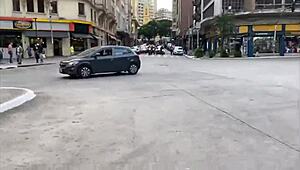 Brazilian Young 18+ Girls on Leashes in Sao Paulo Street Display