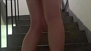 Shemale Ting Xuan Walks Outside To Pee Then Masturbates With Toys And Cums On Thigh