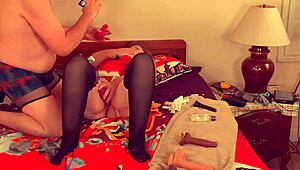 granny carmen claus passionately face fucks me in close-up pov while santa's away, feeling so intense.