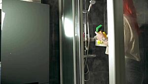 cleaning shower leads to moaning redhead doggystyle cum covered sex