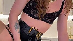 iskra humiliates herself in wild crossdressing solo with amazing cumshot