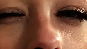 Peculiar centerfold swallows cumshot on her face